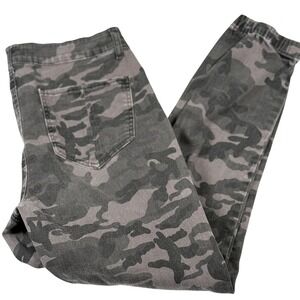 Prosperity Pants Womens Large Gray Camo Jogger Elastic Waist Cotton Blend Casual